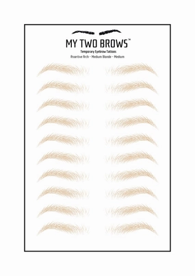(10 pairs) Medium Blonde Temporary Eyebrow Tattoo - Medium Size - Waterproof & Smudgeproof - Assertive Arch Style Eyebrow Stickers - Sheet Lasts up to 30 Days - Won't Work on Existing Brows