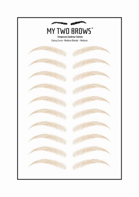 (10 pairs) Medium Blonde Temporary Eyebrow Tattoo - Medium Size - Waterproof & Smudgeproof - Classy Curve Style Eyebrow Stickers - Sheet Lasts up to 30 Days - Won't Work on Existing Brows