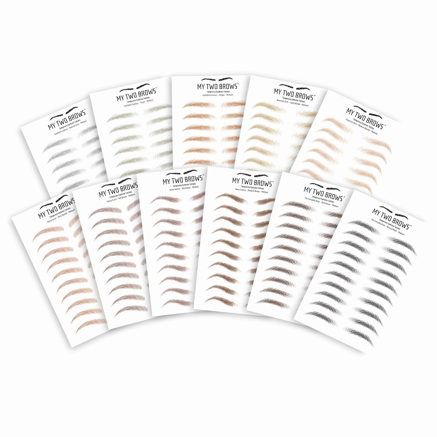 (10 pairs) Medium Blonde Temporary Eyebrow Tattoo - Small Size - Waterproof & Smudgeproof - Sassy Swerve Style Eyebrow Stickers - Sheet Lasts up to 30 Days - Won't Work on Existing Brows