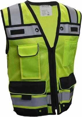 (B Engineer Safety Vest, High Visibility Reflective Safety, Vest Mesh with Zipper and pockets