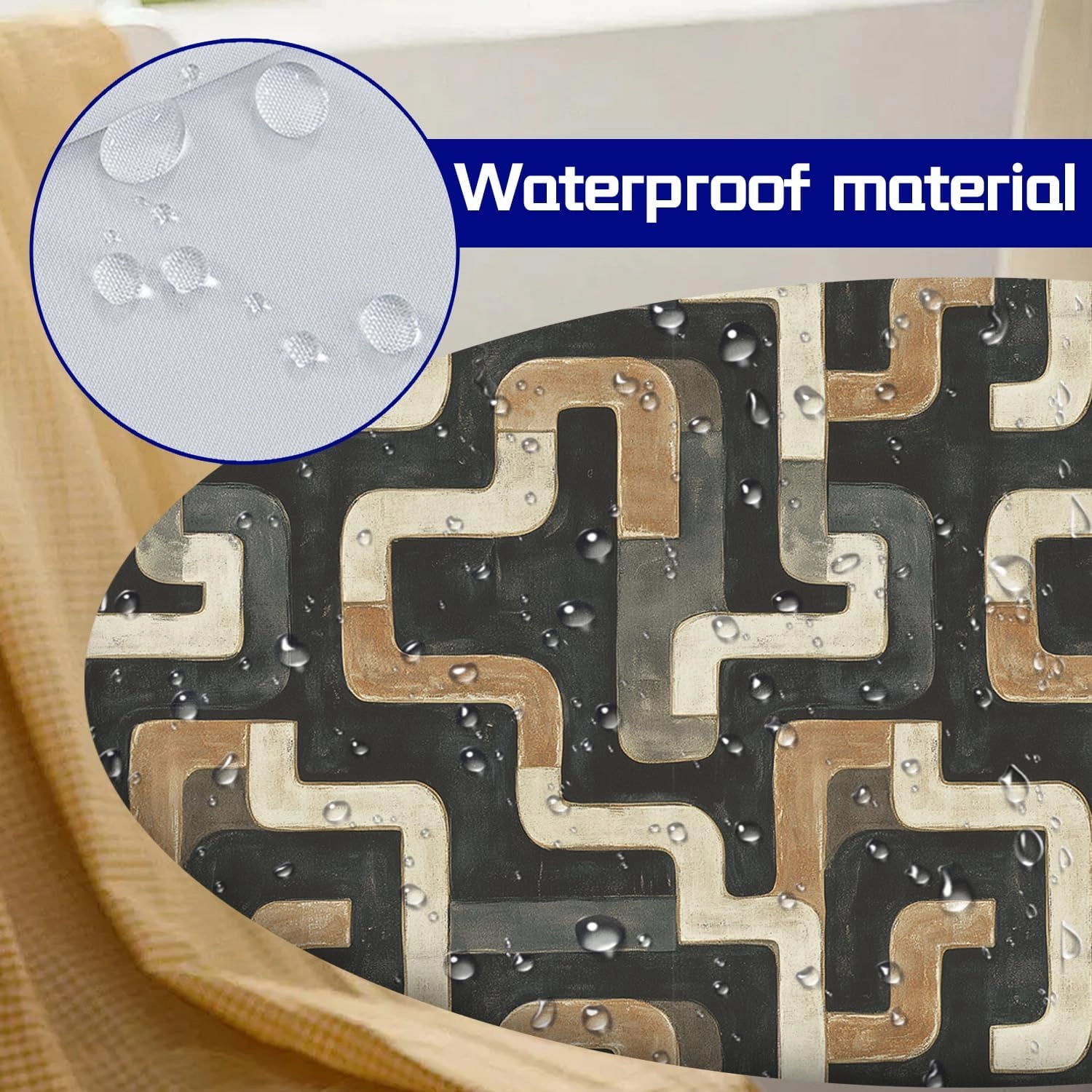 Abstract Maze Tablecloth Fitted Elastic Oil-Proof Patio Table Covers Wrinkle Resistant Round Tablecloths Waterproof for 36" - 44" Round Table