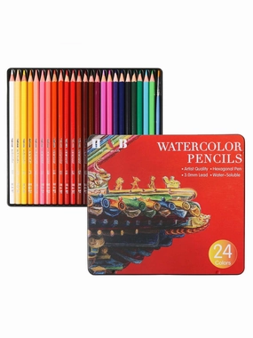 ACECAR 24 Color Watercolor Pencils, Water-Soluble Lead Tide HB Brush Set Professional Art Painting Paint Pens Set Artist Drawing Pencils Colored Pencils for Painting, Teens Child