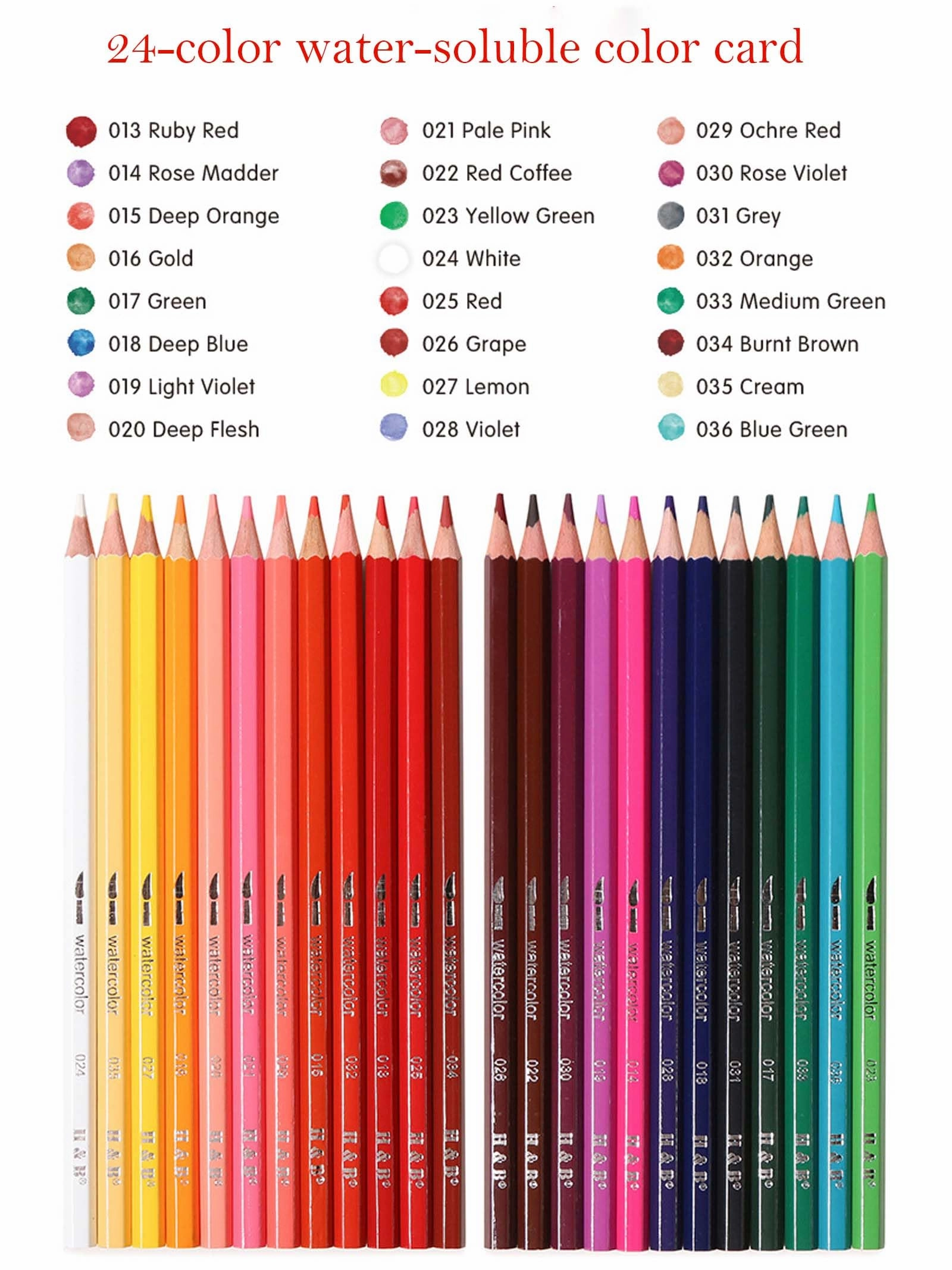 ACECAR 24 Color Watercolor Pencils, Water-Soluble Lead Tide HB Brush Set Professional Art Painting Paint Pens Set Artist Drawing Pencils Colored Pencils for Painting, Teens Child