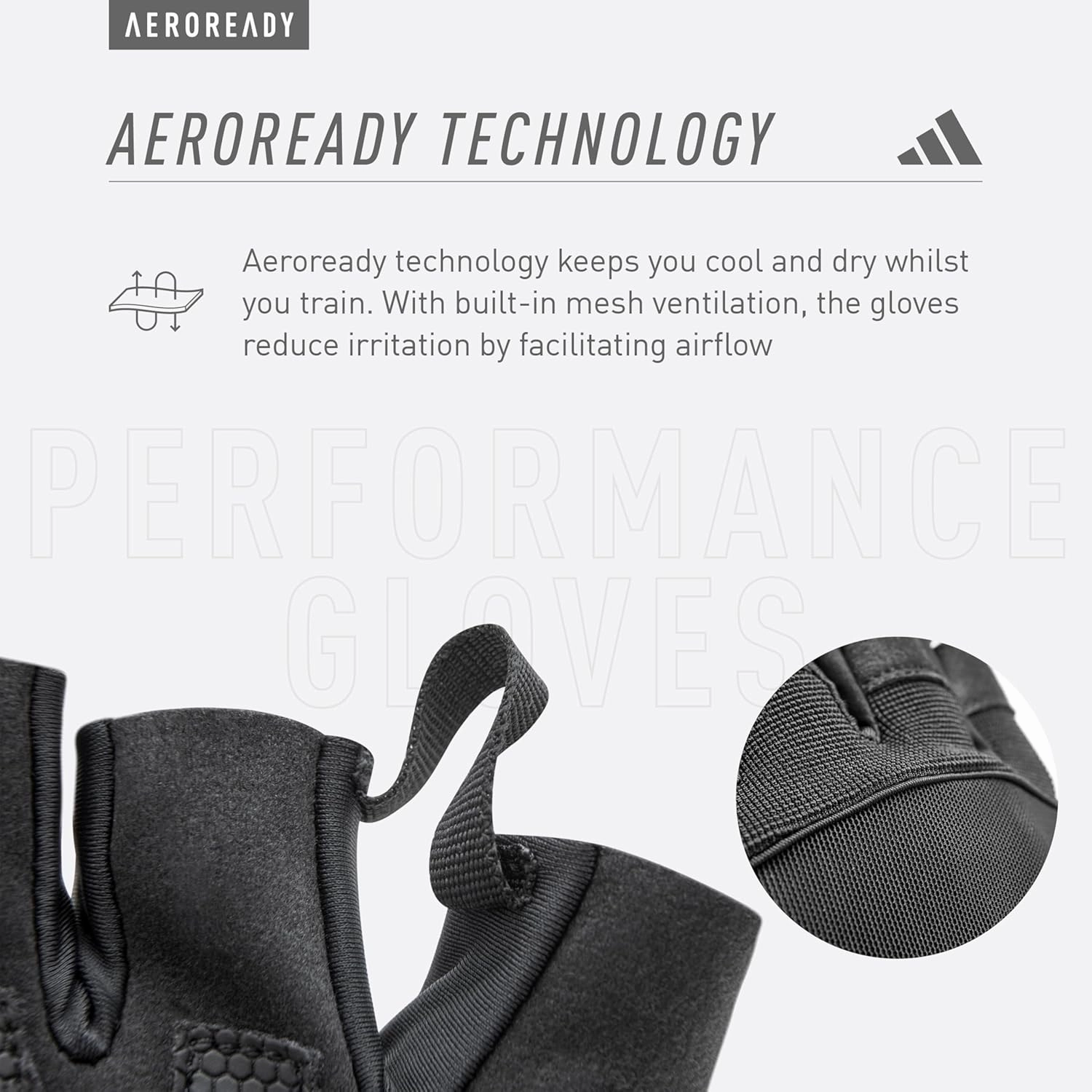 adidas Aeroready Performance Weightlifting Gloves, Fingerless Workout Gloves