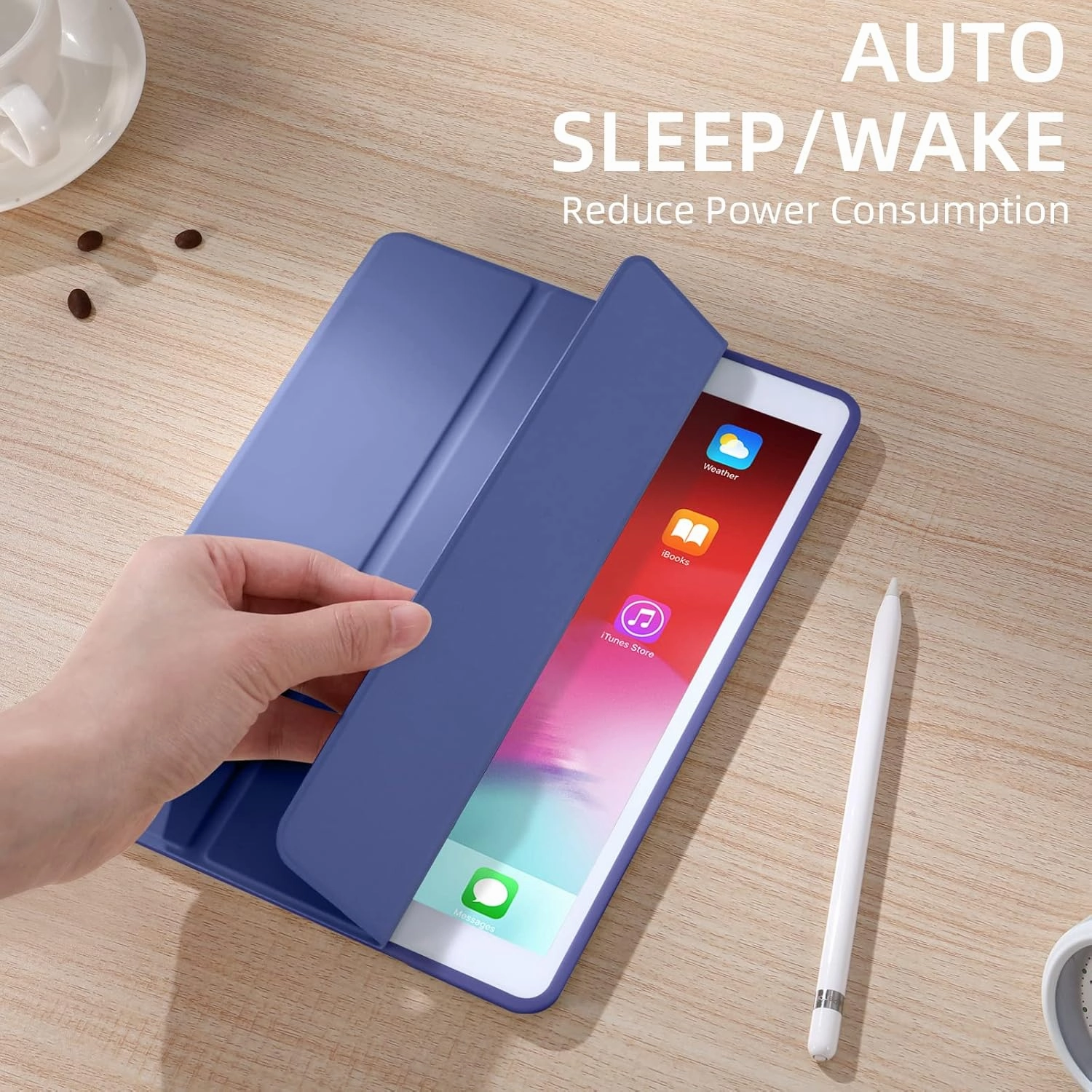 Akkerds Case Compatible with iPad 10.2 Inch 2021/2020/2019, for iPad 9th/8th/7th Generation Case with Pencil Holder, Protective Cover with Soft TPU Back, Auto Sleep/Wake, BluePurple