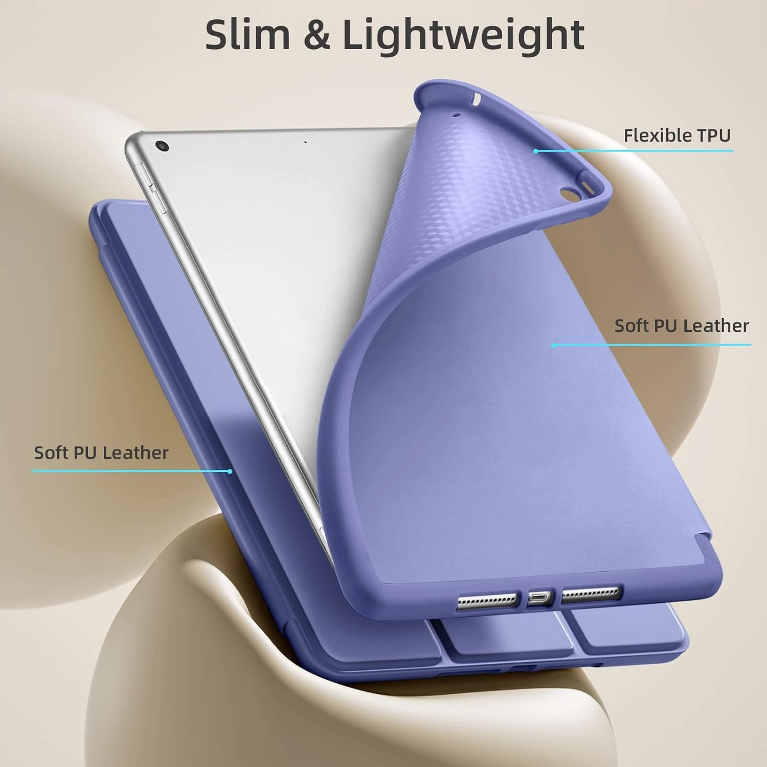 Akkerds Case Compatible with iPad 10.2 Inch 2021/2020/2019, for iPad 9th/8th/7th Generation Case with Pencil Holder, Protective Cover with Soft TPU Back, Auto Sleep/Wake, BluePurple