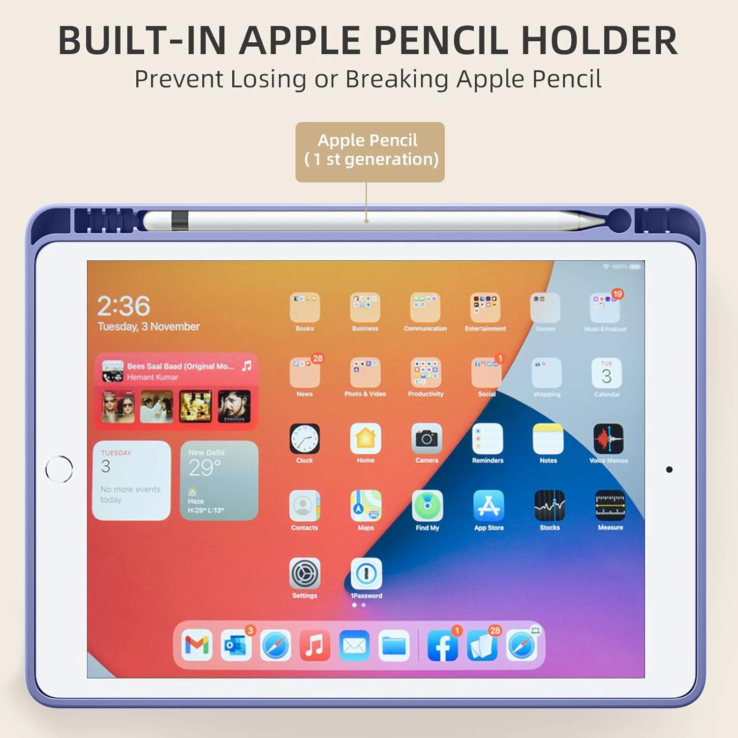 Akkerds Case Compatible with iPad 10.2 Inch 2021/2020/2019, for iPad 9th/8th/7th Generation Case with Pencil Holder, Protective Cover with Soft TPU Back, Auto Sleep/Wake, BluePurple
