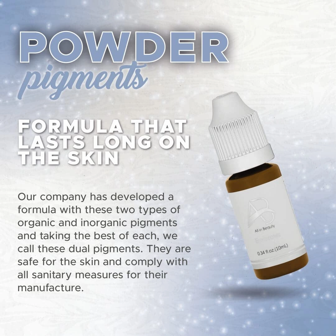 All in Beauty Permanent Makeup Professional Brow Pigment, High Retention Eyebrows Pigment, Ombre brows and Microblading supplies pigment, Vegan PMU Pigment for use with Machine (10ml). (Light Powder)