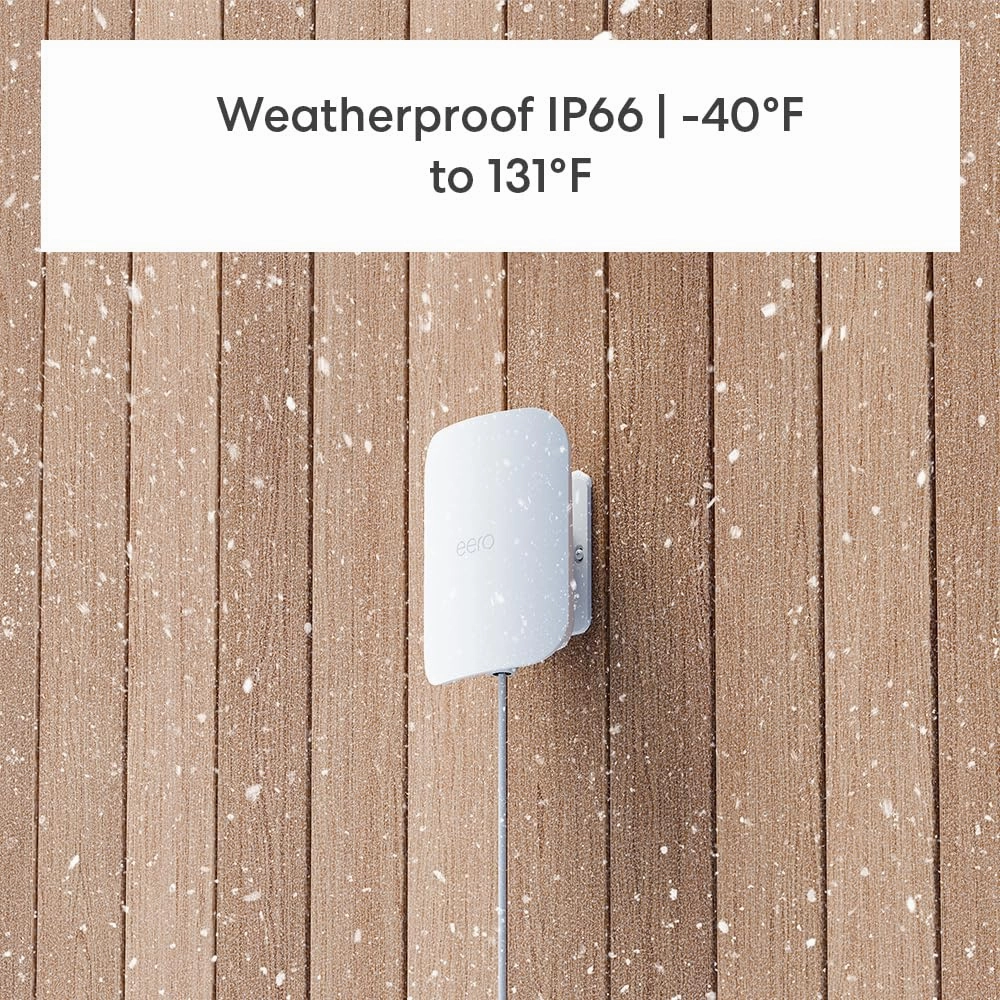 Amazon eero Outdoor 7 dual-band mesh wifi router with 1-month free eero Plus (auto-renews) - Weatherproof rating of IP66, Coverage up to 15,000 sq. ft. outdoors, 1-pack, Includes 30W PoE  adapter, 2024 release