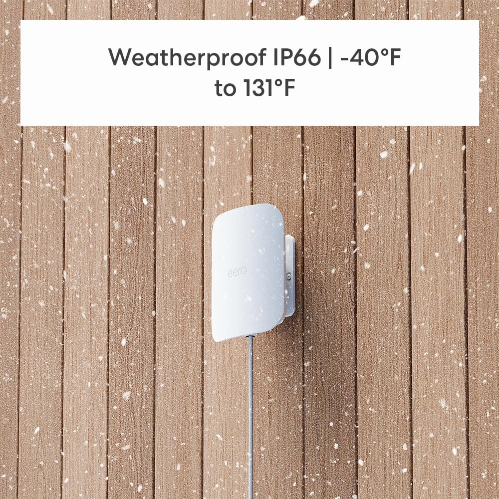Amazon eero Outdoor 7 dual-band mesh wifi router with 1-month free eero Plus (auto-renews) - Weatherproof rating of IP66, Coverage up to 15,000 sq. ft. outdoors, 1-pack, Includes 30W PoE  adapter, 2024 release