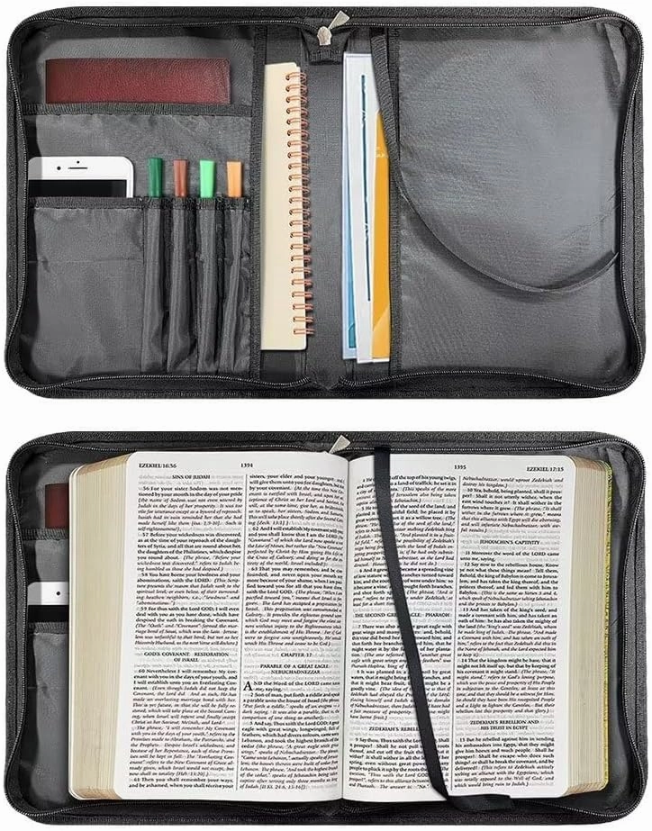 American Flag & Cross Bible Cover for Men Bible Protecter for Travel Bible Study Bag Church Library Outdoor Study Organizer Protective Scripture Christian Church Worship