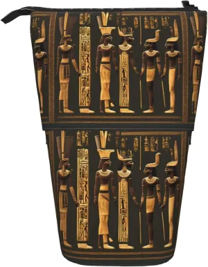 Ancient Egyptian Hieroglyph Print Standing Pencil Pouch, Telescopic Pencil Pouch, Portable For Office