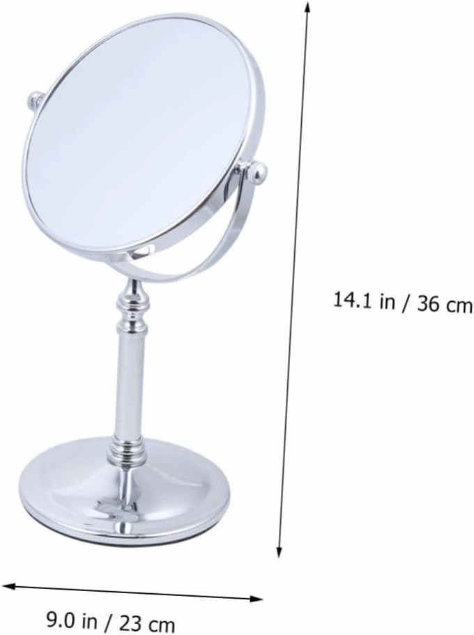 Angoily Vanity Mirror 8 Double-Sided Makeup Mirror Silver Tabletop Home Beauty Mirror