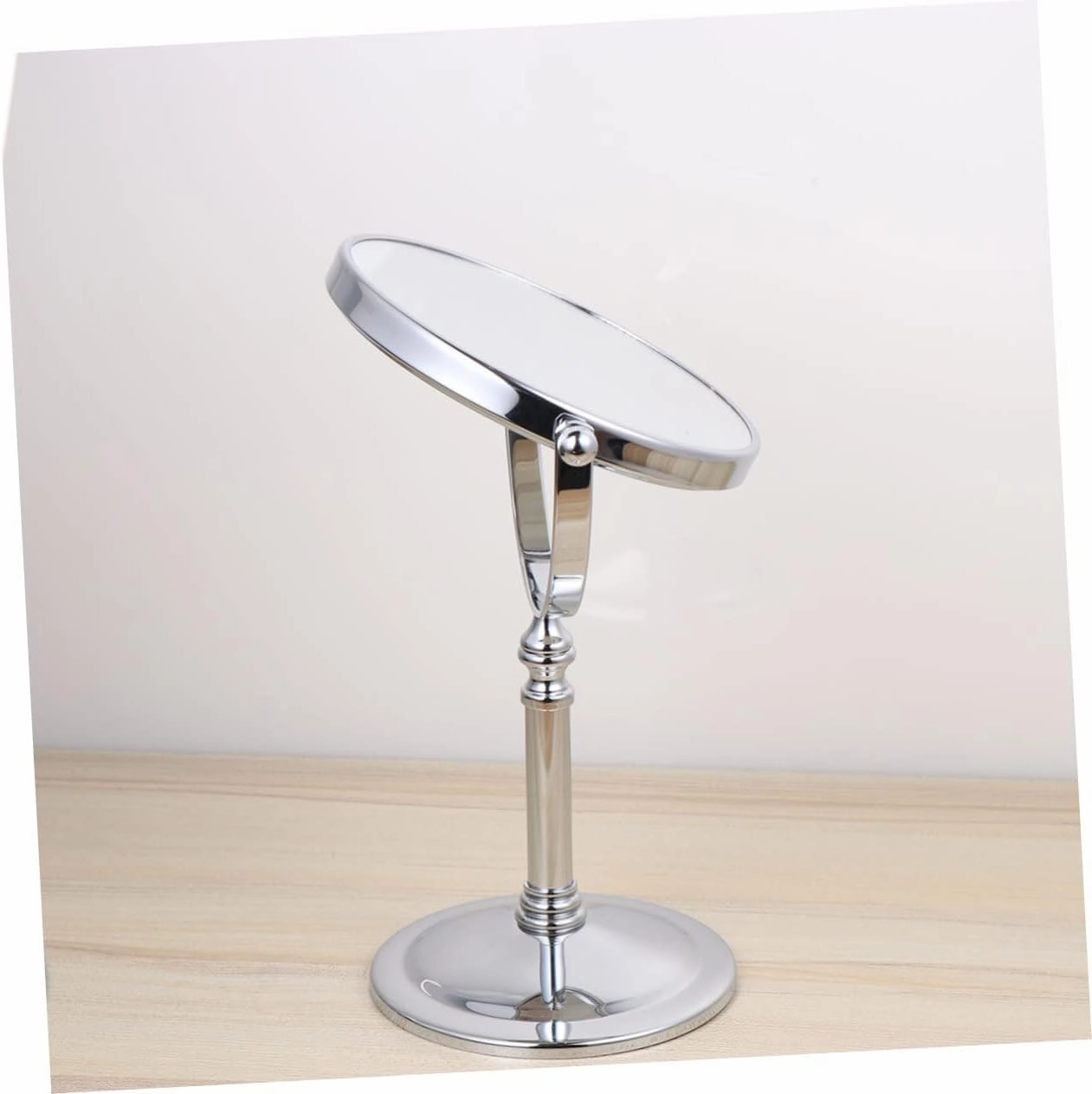 Angoily Vanity Mirror 8 Double-Sided Makeup Mirror Silver Tabletop Home Beauty Mirror