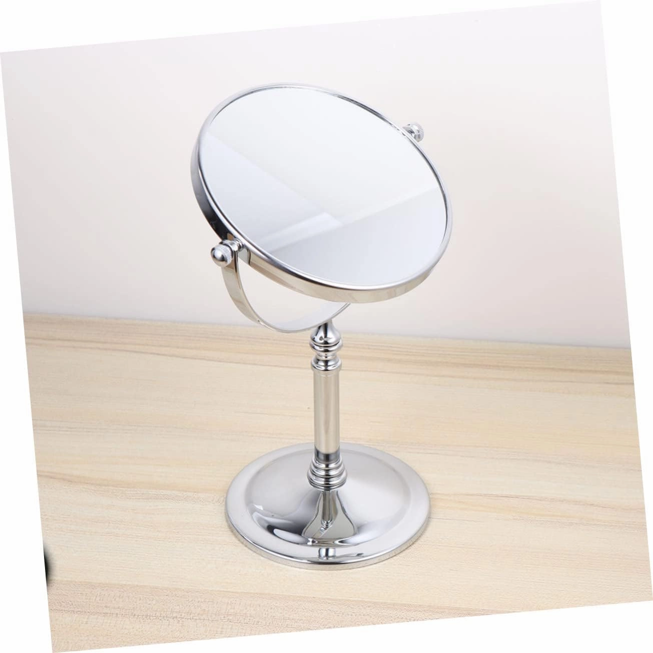 Angoily Vanity Mirror 8 Double-Sided Makeup Mirror Silver Tabletop Home Beauty Mirror