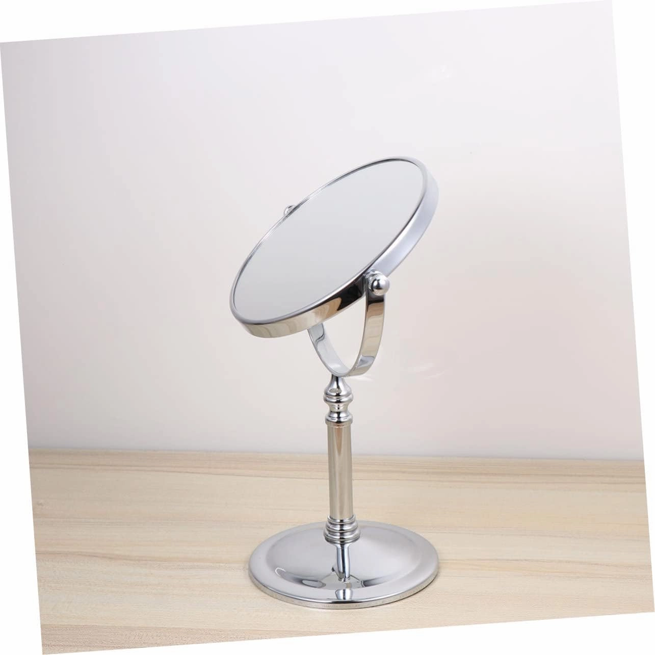 Angoily Vanity Mirror 8 Double-Sided Makeup Mirror Silver Tabletop Home Beauty Mirror