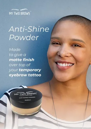 Anti Shine Powder for Temporary Eyebrow Tattoo - Made to give Matte Finish - Perfect Brows Instantly - Medium Color (0.25 Oz)