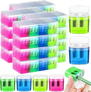 Aodaer 168 Pieces Pencil Sharpeners Manual Double Hole Pencil Sharpener for Kids Dual Hole Pencil Sharpener for School Office Home, Assorted 4 Colors