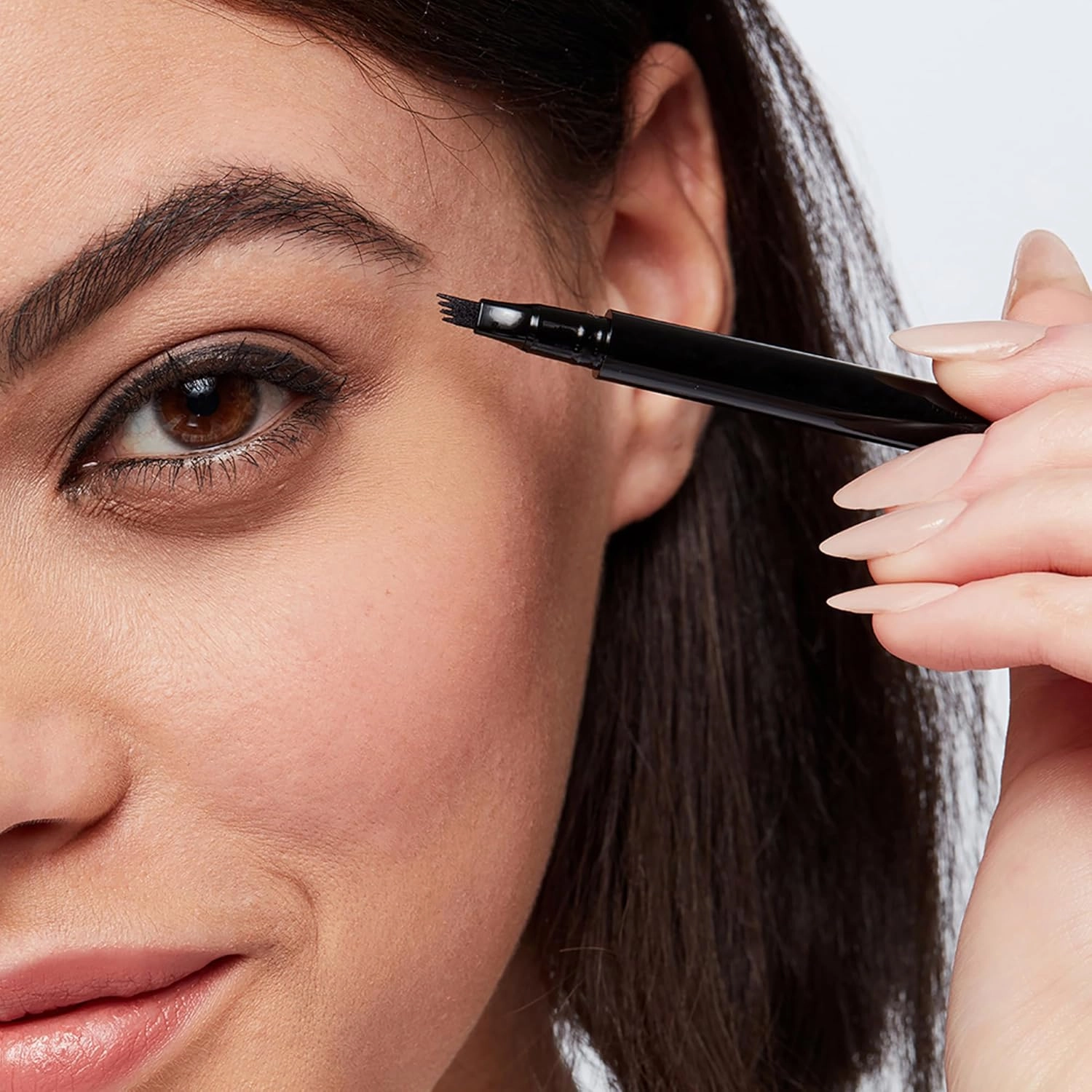 Arches & Halos Microblading Brow Shaping Pen - Fuller, More Defined Brow - Long-lasting, Smudge Resistant, Rich Color - Vegan and Cruelty-Free Makeup - Dark Brown - 0.026 oz