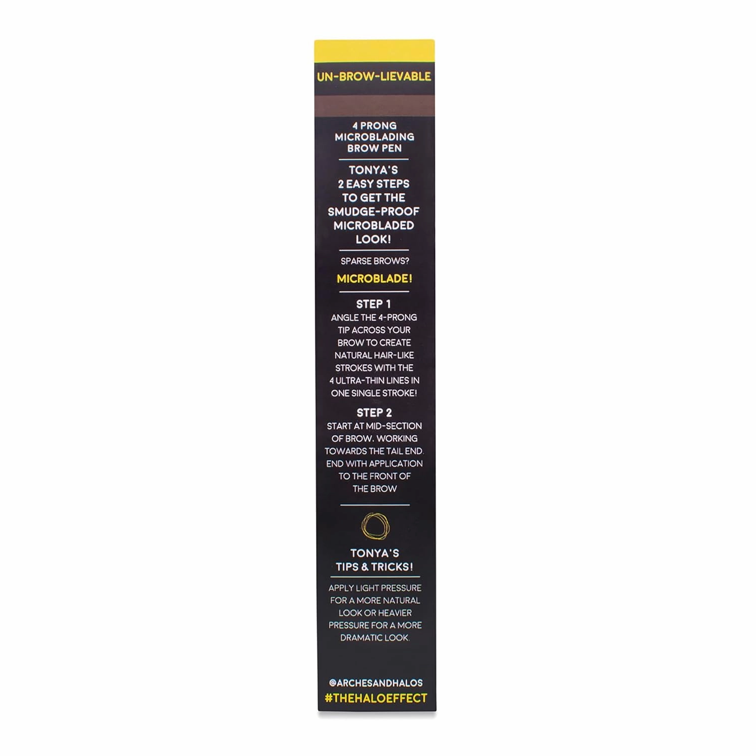 Arches & Halos Microblading Brow Shaping Pen - Fuller, More Defined Brow - Long-lasting, Smudge Resistant, Rich Color - Vegan and Cruelty-Free Makeup - Dark Brown - 0.026 oz