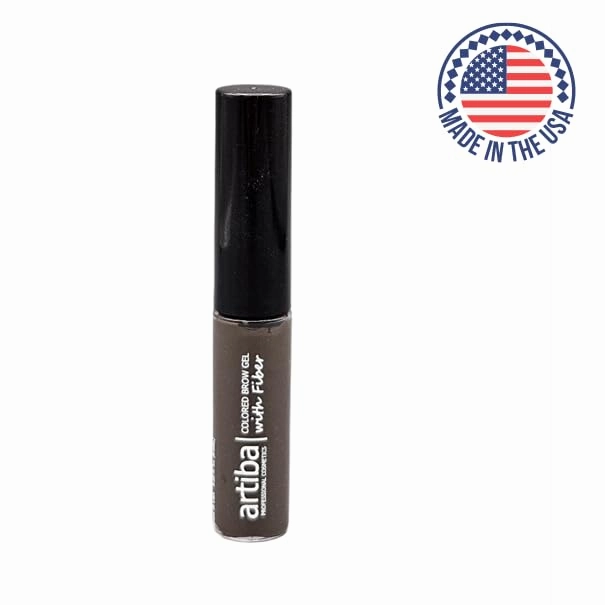 Artiba® Colored Eyebrow Gel with Fiber MADE IN USA - Black Brown, Fuller Brow instantly, Fills in sparse brows, Covers gray hairs and Long-lasting, Waterproof, Smudge proof, Cruelty Free
