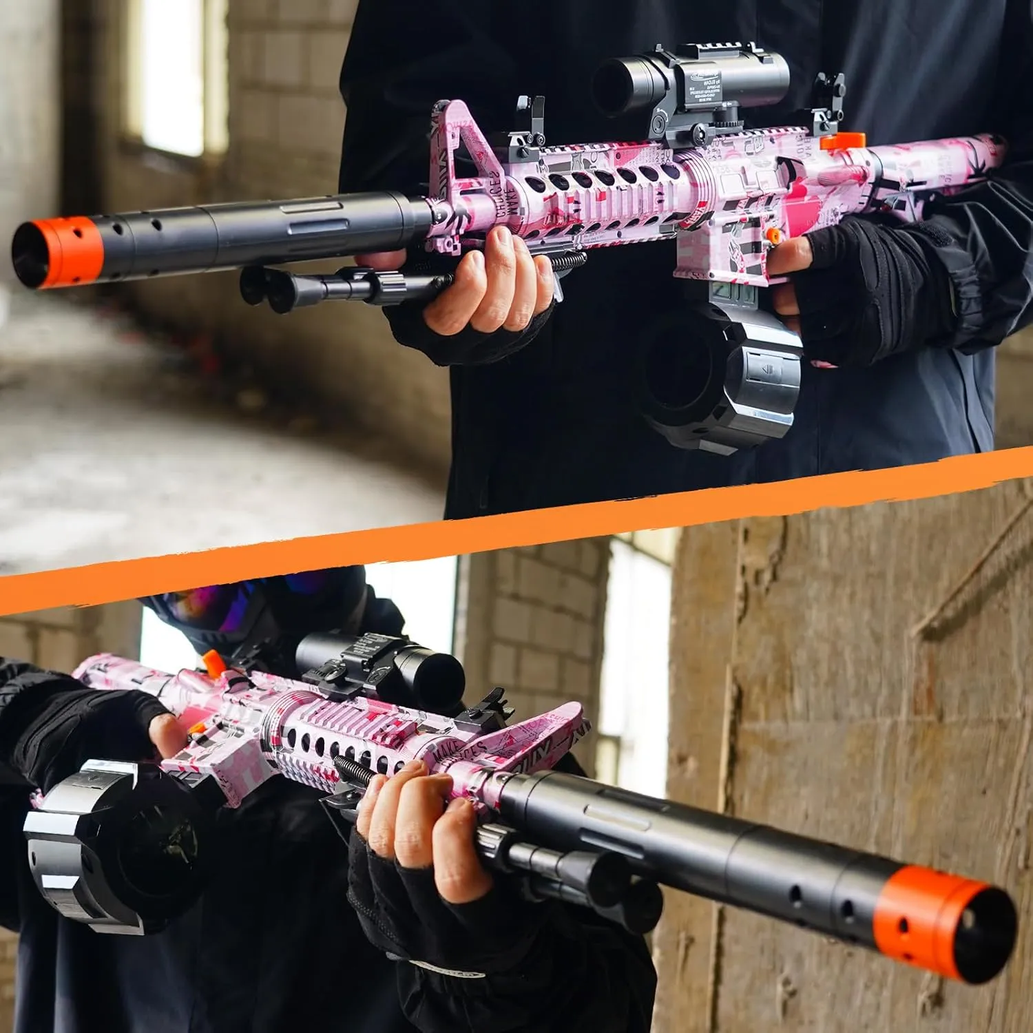 Automatic Toy Blaster, Auto and Manual Modes, Electric Toy Blaster, Outdoor Activities, Ages 18  (PinkRifl4)