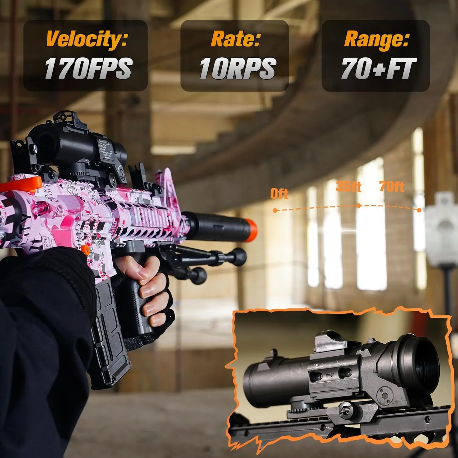 Automatic Toy Blaster, Auto and Manual Modes, Electric Toy Blaster, Outdoor Activities, Ages 18  (PinkRifl4)