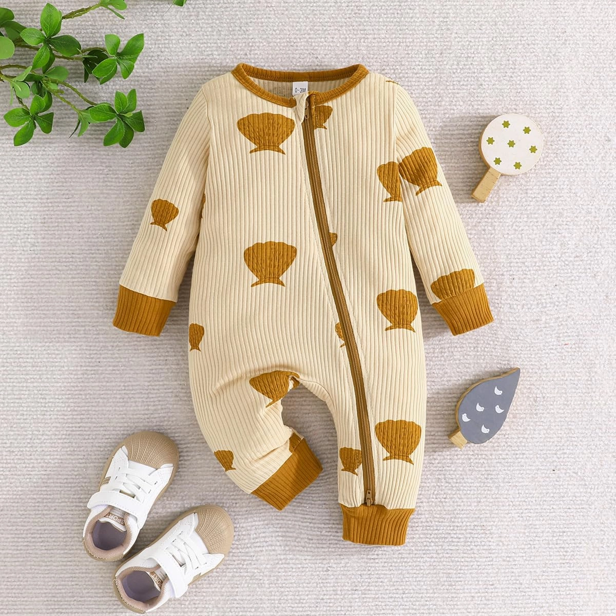 Bafeicao Unisex Baby Boy Girl 2 Pack Rompers Long Sleeve Two Way Zipper Romper One Piece Jumpsuits Clothes Sets