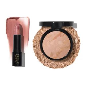 Baked Balance-n-Brighten Powder Foundation, Fair   Italian Marble Sheer Hydrating Lipstick, Al Fresco