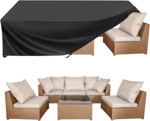 BALEINE Patio Furniture Covers, Outdoor Furniture Covers Waterproof, Heavy Duty Oxford Patio Table Cover for Outdoor Table, Chair, Sofa, Desk (Black 138"L×86"W×32"H)