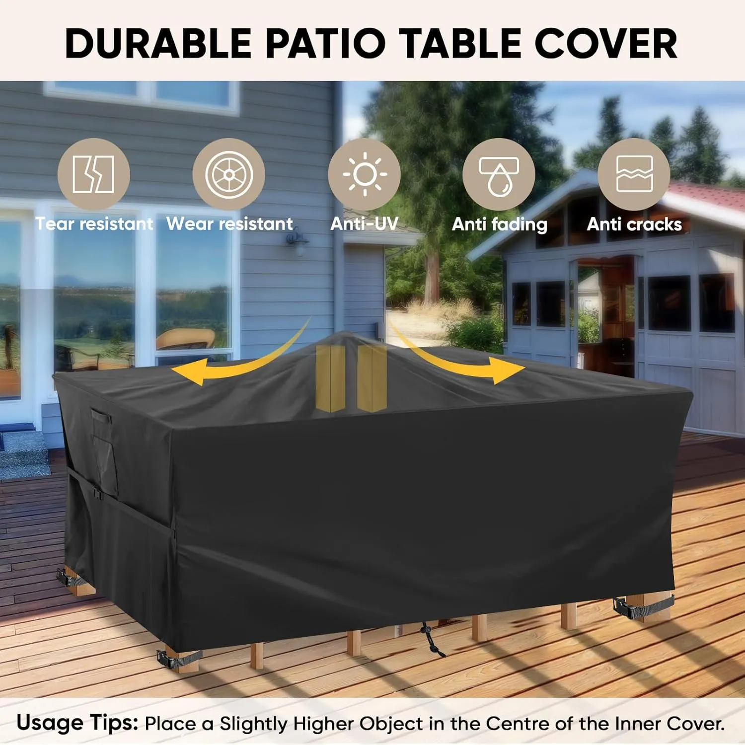 BALEINE Patio Furniture Covers, Outdoor Furniture Covers Waterproof, Heavy Duty Oxford Patio Table Cover for Outdoor Table, Chair, Sofa, Desk (Black 138"L×86"W×32"H)
