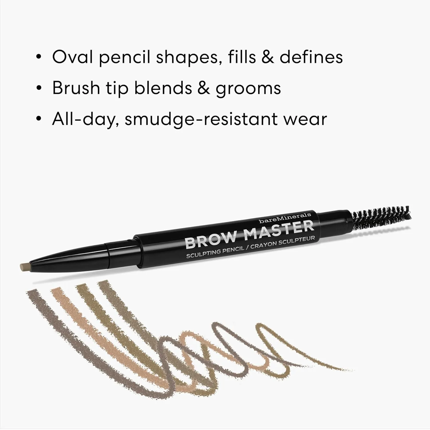 bareMinerals Brow Master Sculpting Eyebrow Pencil, Retractable Brow Pencil, Sculpts, Shapes   Defines for Fuller Brows, Water-Resistant, Talc Free