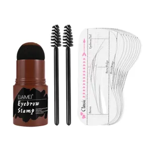 barenx Eyebrow Stamp Shaping Kit 2Pcs Eyebrow Brushes Reusable Eyebrow Stencils Eyebrow Powder Stamp One Step Eyebrow Definer Tools for Hairline Trimming - Dark Brown
