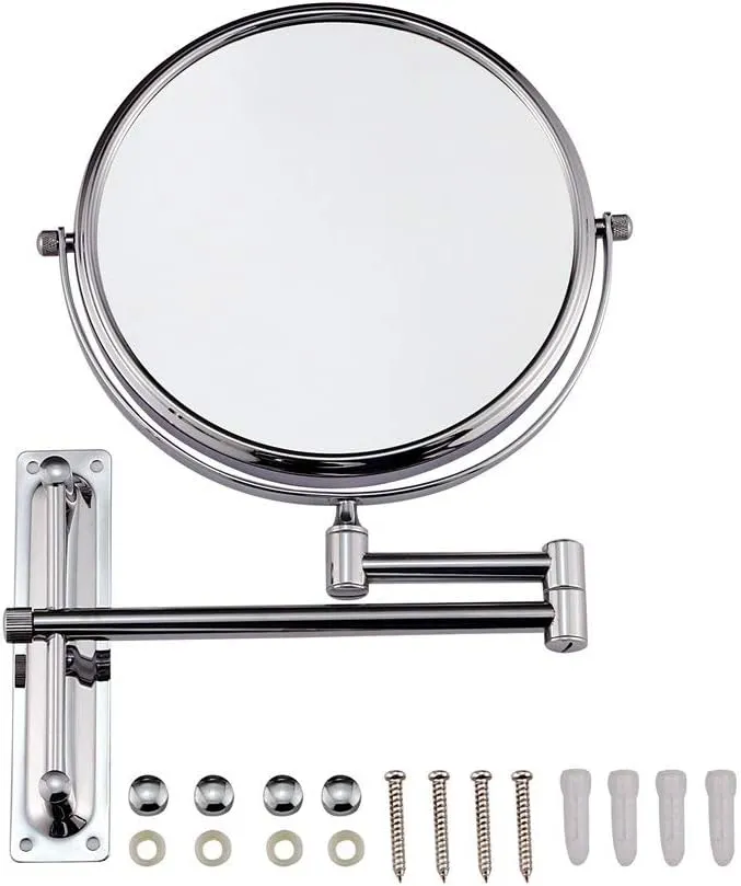 Bathroom Makeup Mirrors Wall Mounted Brass Double Sided 360° Swivel Magnifying Vanity Shaving Extendable Adjustable(3X)