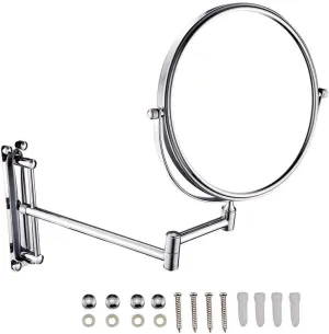 Bathroom Makeup Mirrors Wall Mounted Brass Double Sided 360° Swivel Magnifying Vanity Shaving Extendable Adjustable(3X)