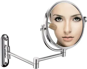 Bathroom Makeup Mirrors, Wall Mounted Brass Double Sided Swivel Chrome Magnifying Vanity Shaving Extendable Adjustable (Color : 5X)