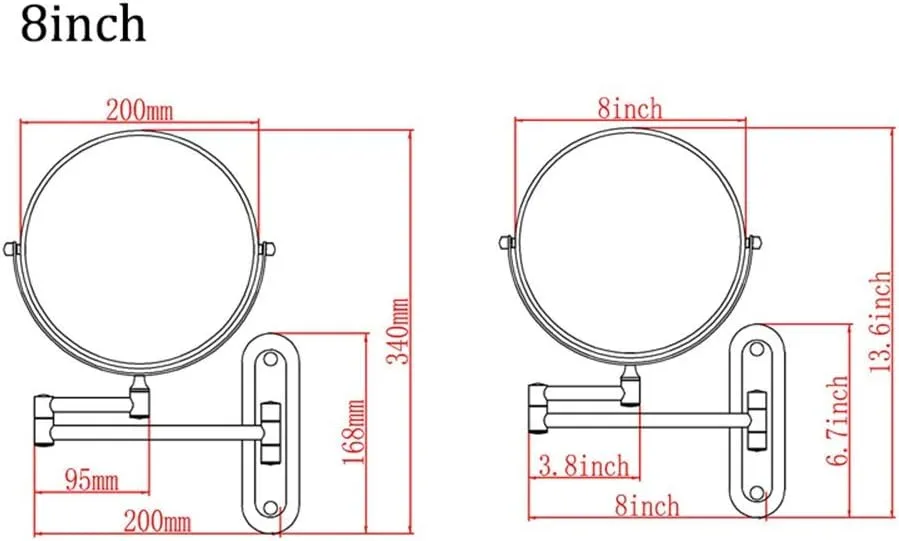 Bathroom Makeup Mirrors, Wall Mounted Brass Double Sided Swivel Magnifying Vanity Shaving Extendable Adjustable(Bronze,3X)