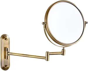 Bathroom Makeup Mirrors, Wall Mounted Brass Double Sided Swivel Magnifying Vanity Shaving Extendable Adjustable(Bronze,3X)