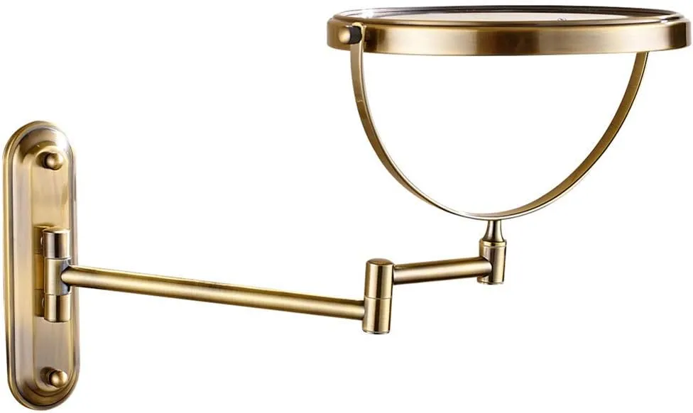 Bathroom Makeup Mirrors, Wall Mounted Brass Double Sided Swivel Magnifying Vanity Shaving Extendable Adjustable(Bronze,3X)