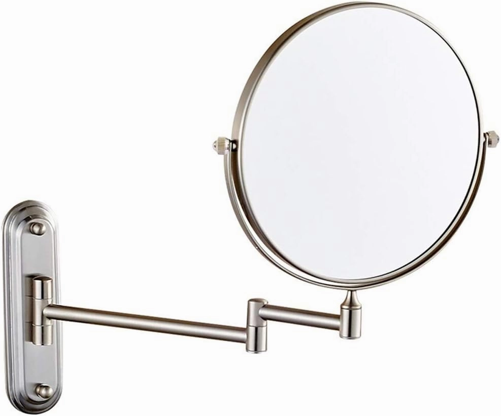 Bathroom Makeup Mirrors, Wall Mounted Brass Double Sided 360° Swivel Magnifying Vanity Shaving Extendable Adjustable(10x)