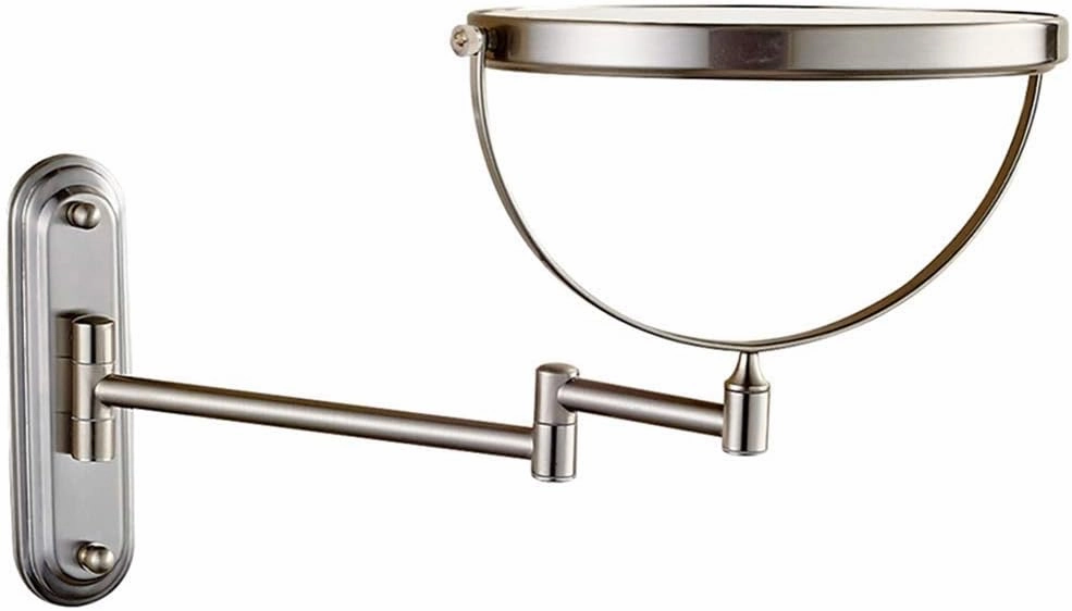 Bathroom Makeup Mirrors, Wall Mounted Brass Double Sided 360° Swivel Magnifying Vanity Shaving Extendable Adjustable(10x)