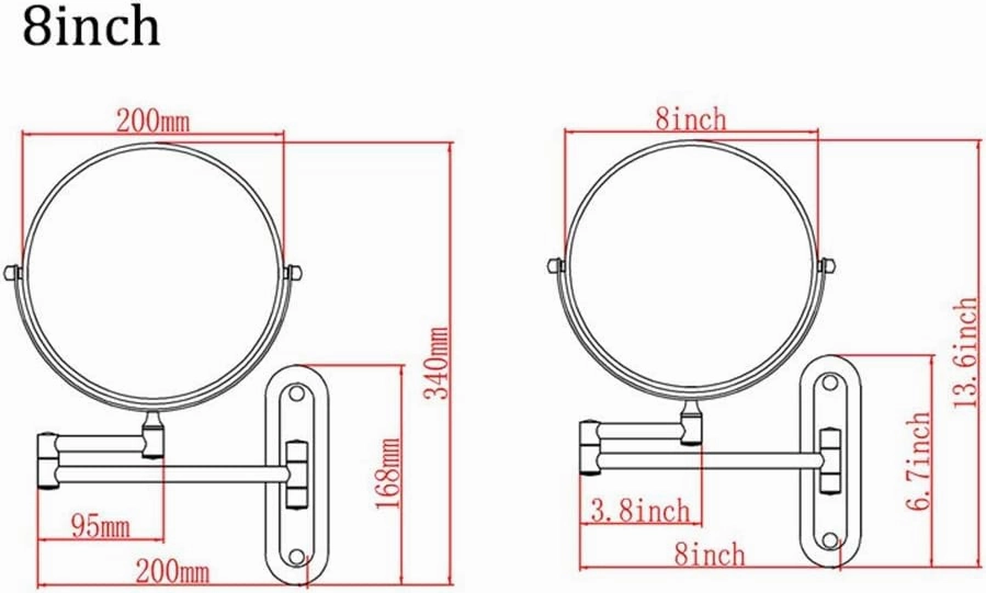 Bathroom Makeup Mirrors, Wall Mounted Brass Double Sided 360° Swivel Magnifying Vanity Shaving Extendable Adjustable(3X)