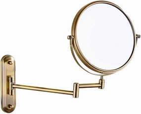 Bathroom Makeup Mirrors, Wall Mounted Brass Double Sided 360° Swivel Magnifying Vanity Shaving Extendable Adjustable(3X)
