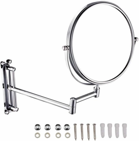 Bathroom Makeup Mirrors, Wall Mounted Brass Double Sided 360° Swivel Magnifying Vanity Shaving Extendable Adjustable(5X)