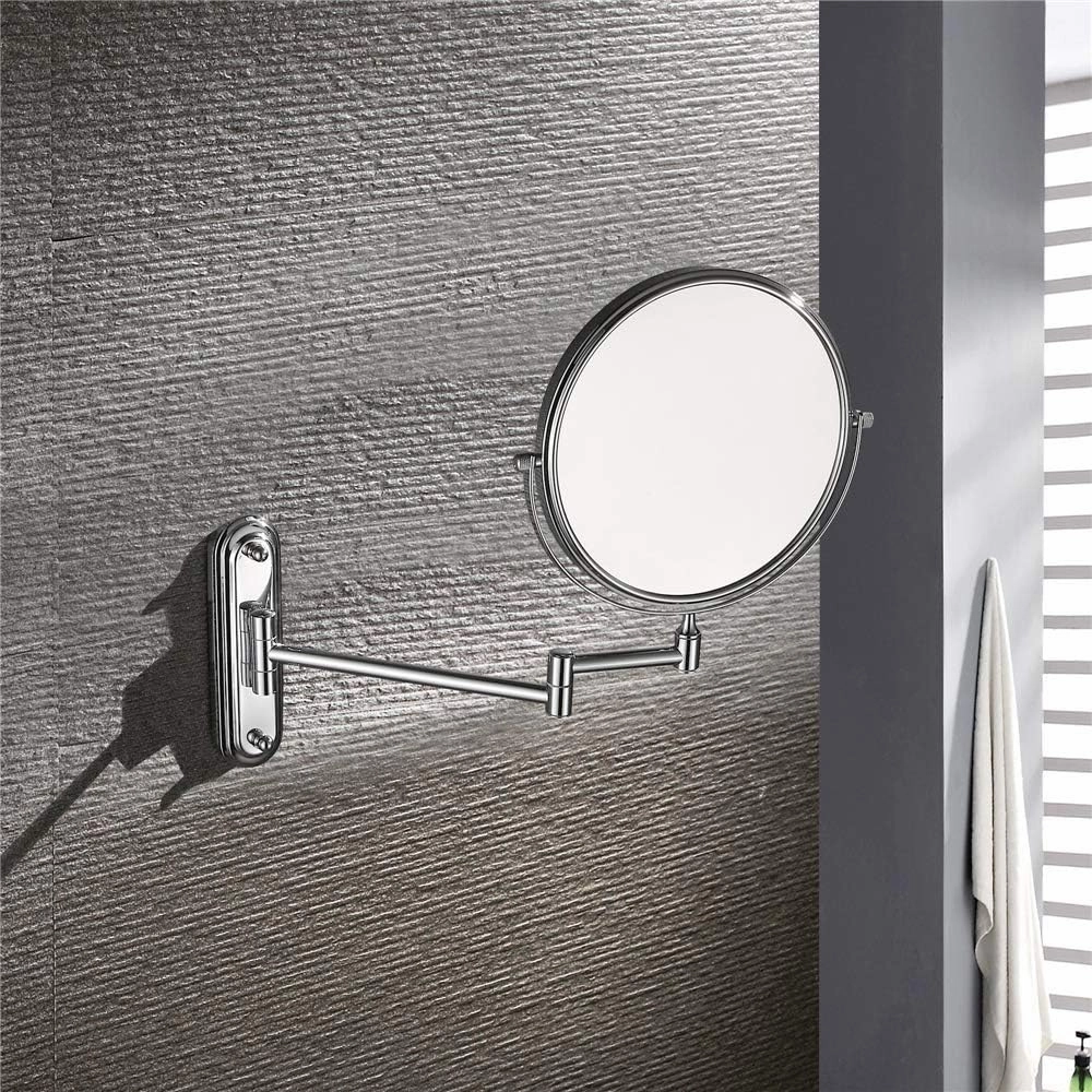 Bathroom Makeup Mirrors Wall Mounted Brass Double Sided 360° Swivel Magnifying Vanity Shaving Extendable Adjustable (Color : 6inch, Size : 10X)