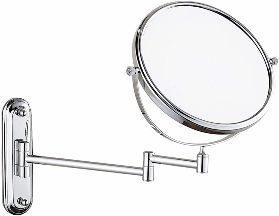 Bathroom Makeup Mirrors Wall Mounted Brass Double Sided 360° Swivel Magnifying Vanity Shaving Extendable Adjustable (Color : 6inch, Size : 10X)