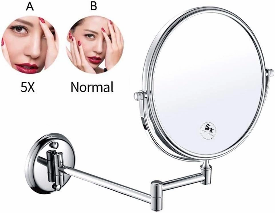 Bathroom Makeup Mirrors Wall Mounted Magnifying Sturdy Double Sided Adjustable Cosmetic Shaving Vanity Extendable Swivel (Color : 8inch, Size : 10X)