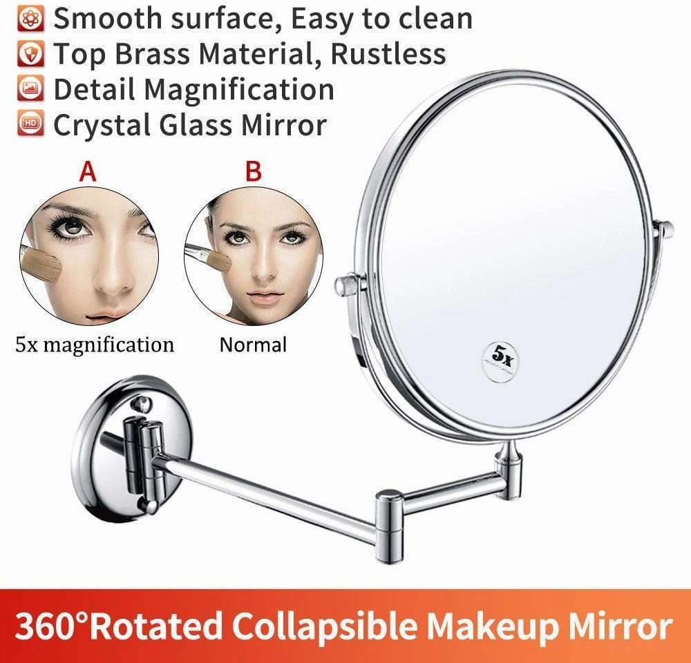 Bathroom Makeup Mirrors Wall Mounted Magnifying Sturdy Double Sided Adjustable Cosmetic Shaving Vanity Extendable Swivel (Color : 8inch, Size : 10X)