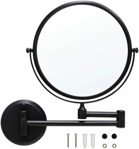 Bathroom Makeup Mirrors Wall Mounted Magnifying Sturdy Double Sided Adjustable Cosmetic Shaving Vanity Extendable Swivel (Color : Black, Size : 10X)