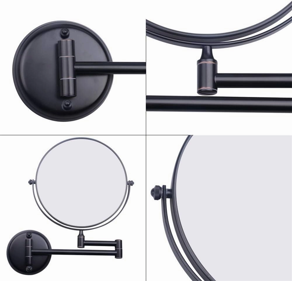 Bathroom Makeup Mirrors Wall Mounted Magnifying Sturdy Double Sided Adjustable Cosmetic Shaving Vanity Extendable Swivel (Color : Black, Size : 10X)